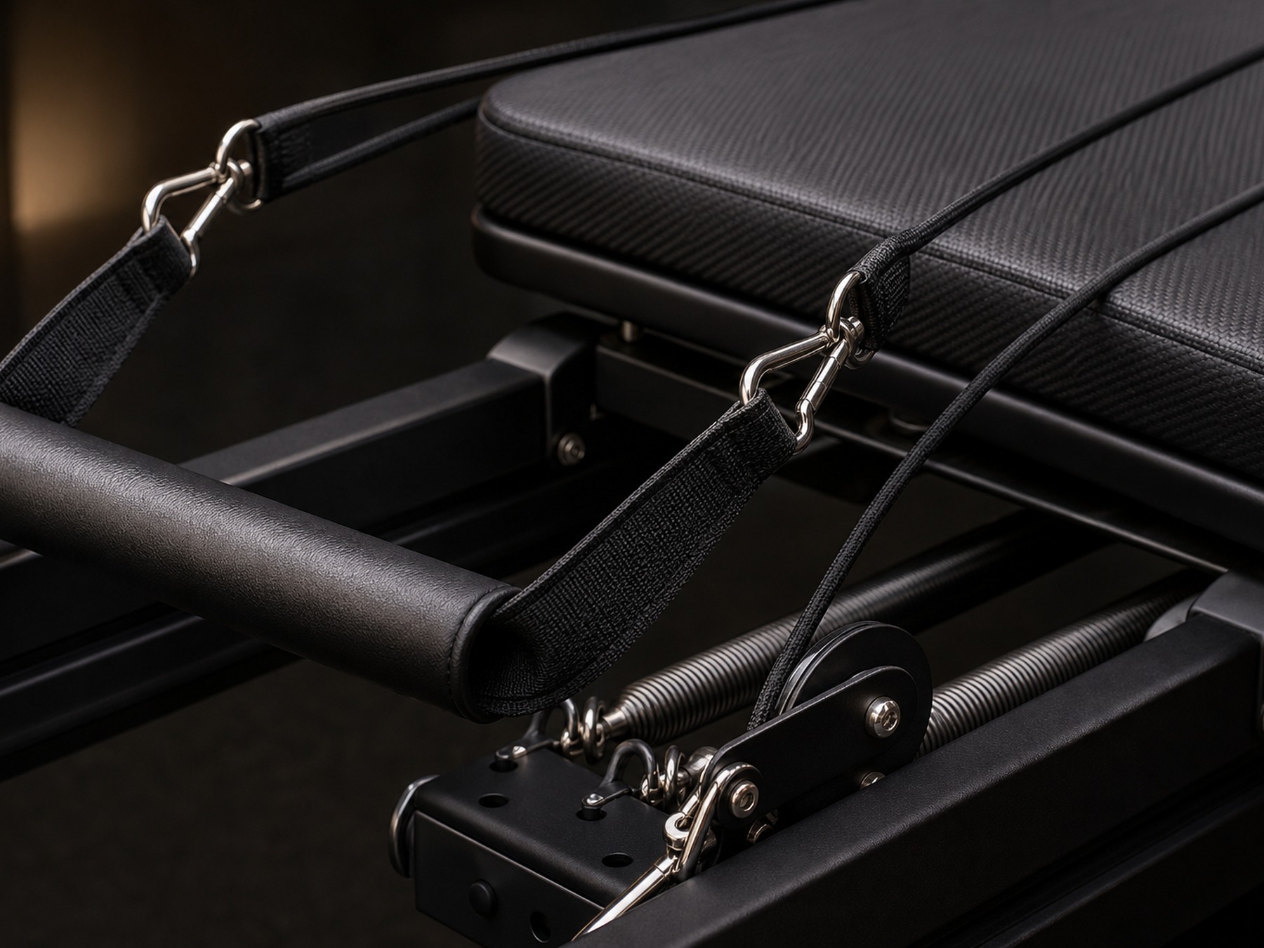 Carriage One accessory handle and strap detail on premium upholstery